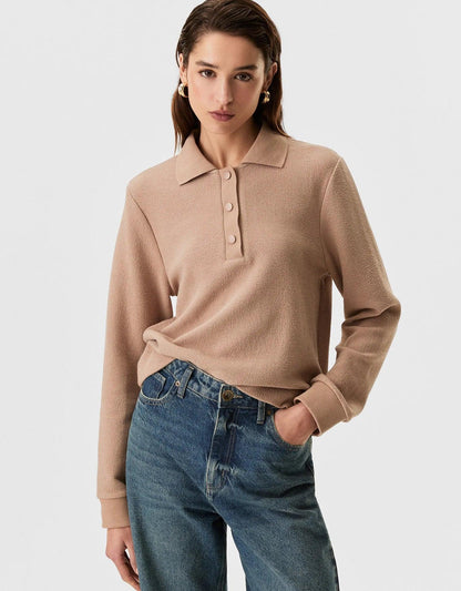 Blusa texturizada de manga larga 360
